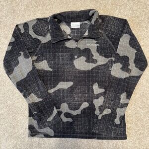 Columbia Kids Quarter Zip Pullover Fleece Camo Gray Black Top